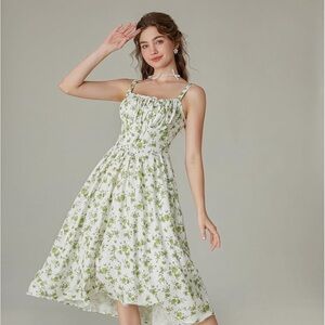 Scarlet Darkness Floral Printed Corset Dress Ruched Bust Cami